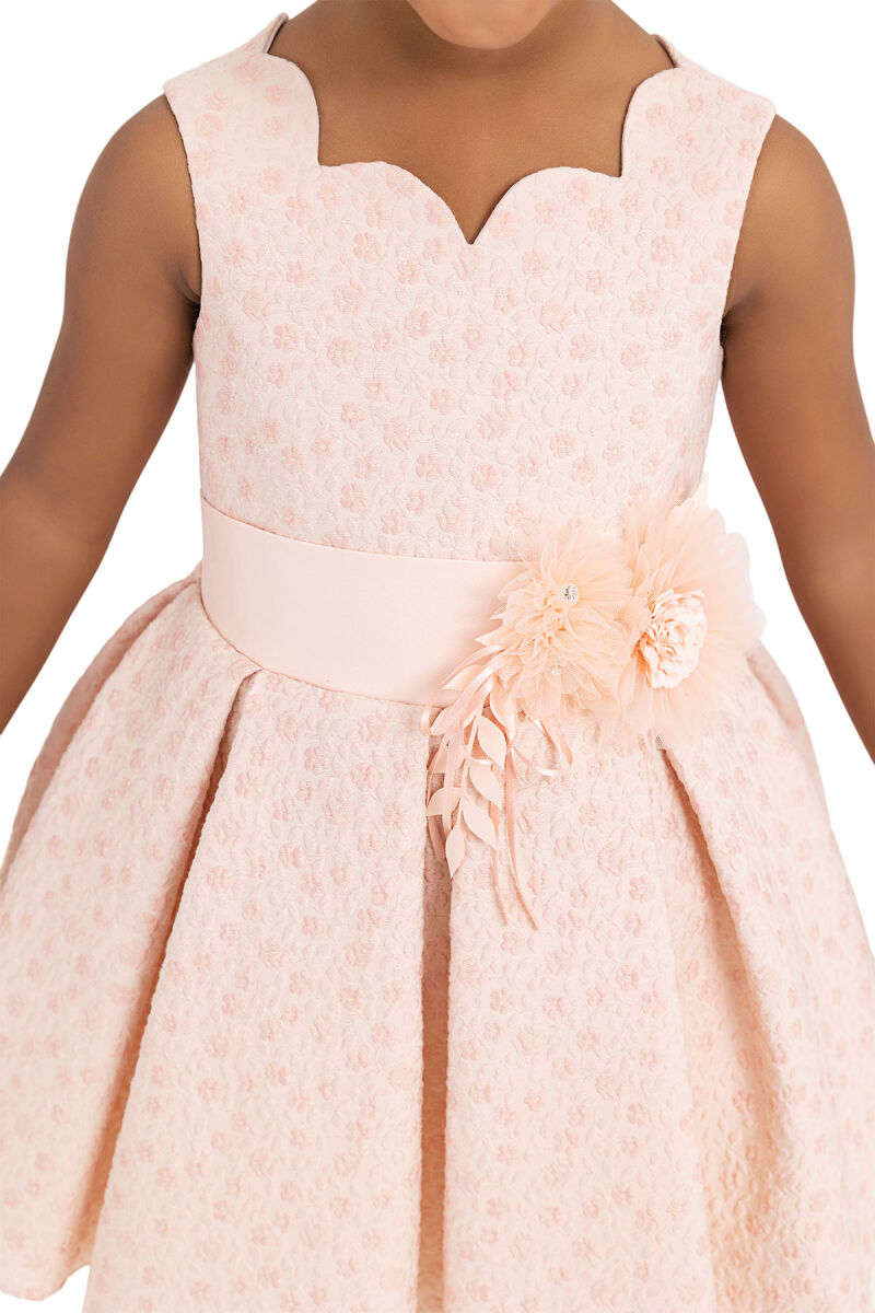 Salmon Scallop-Collar Dress for Girls 2-6 AGE 33090PR - 5