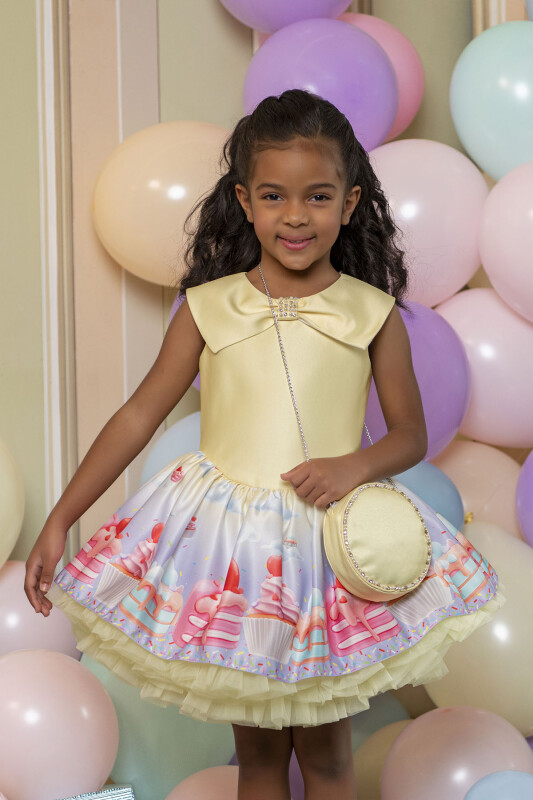 Yellow Cupcake printed dress for girls 2-6 AGE 33209PR - 2