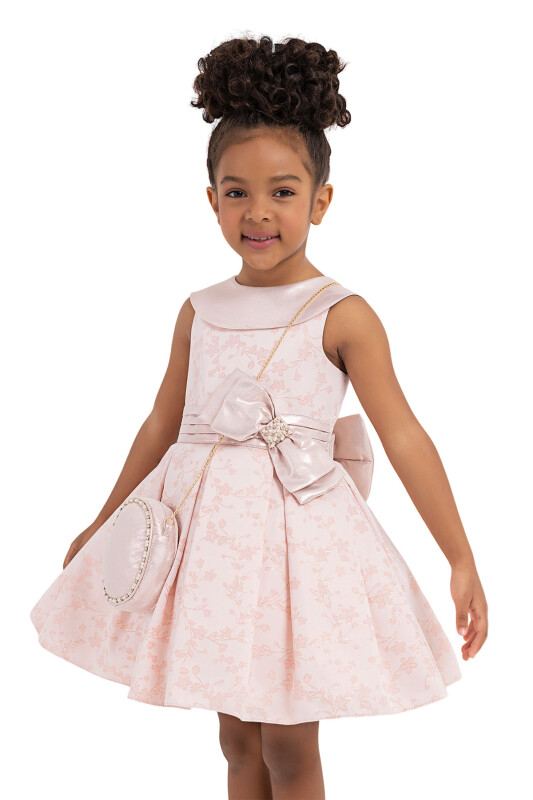 Powder Silvery jacquard, dress for girls 2-6 AGE 33198PR - 3