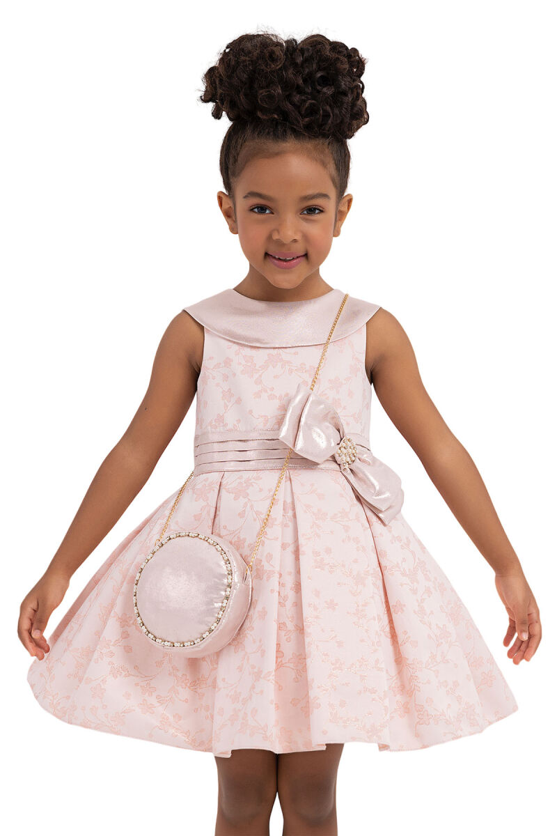 Powder Silvery jacquard, dress for girls 2-6 AGE 33198PR - 4