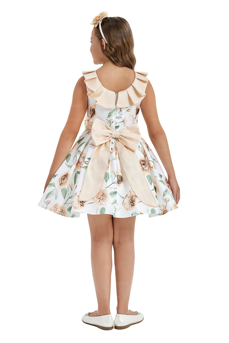 Beige Flowered Dress 8-12 AGE 33107PR - 5