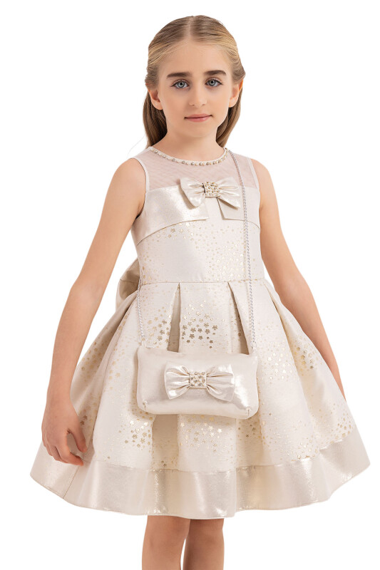 Gold Sleeveless Cutting Dress for Girls 4-8 AGE 33180PR - 3