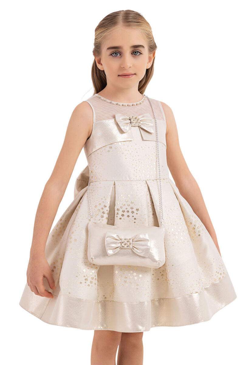 Gold Sleeveless Cutting Dress for Girls 4-8 AGE 33180PR - 3