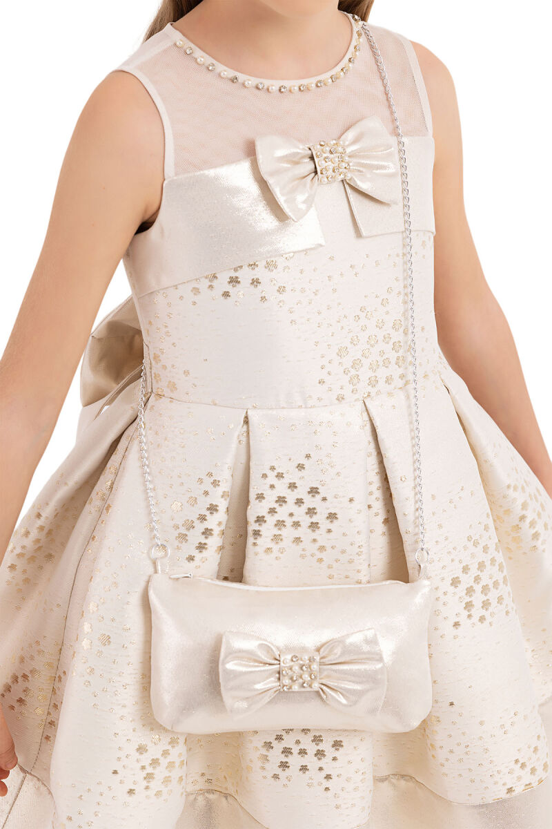 Gold Sleeveless Cutting Dress for Girls 4-8 AGE 33180PR - 4