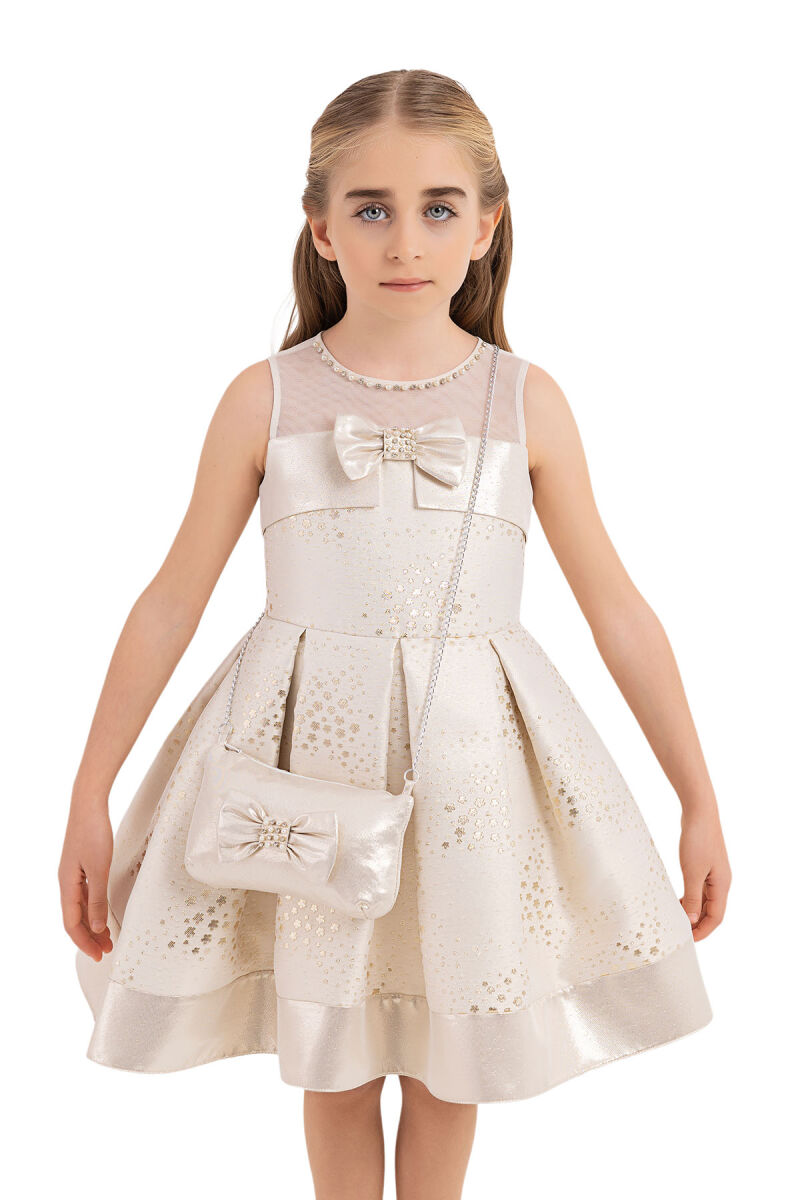 Gold Sleeveless Cutting Dress for Girls 4-8 AGE 33180PR - 5