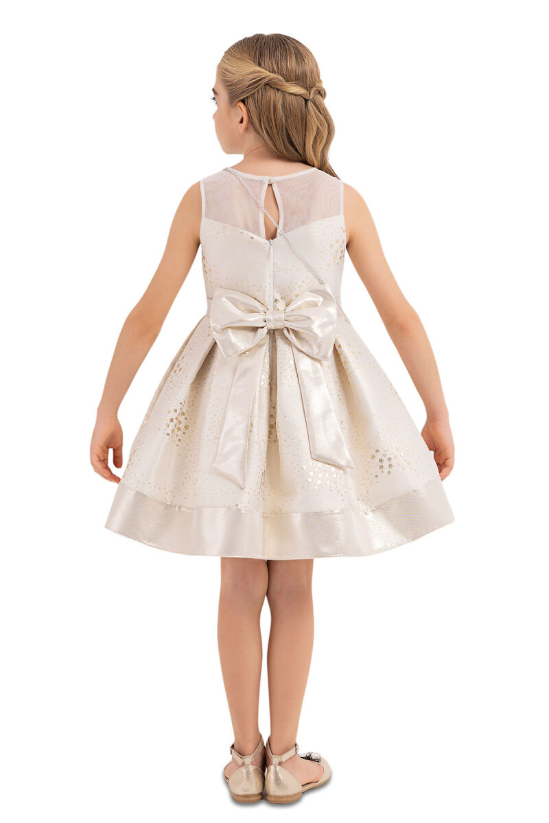 Gold Sleeveless Cutting Dress for Girls 4-8 AGE 33180PR - 7