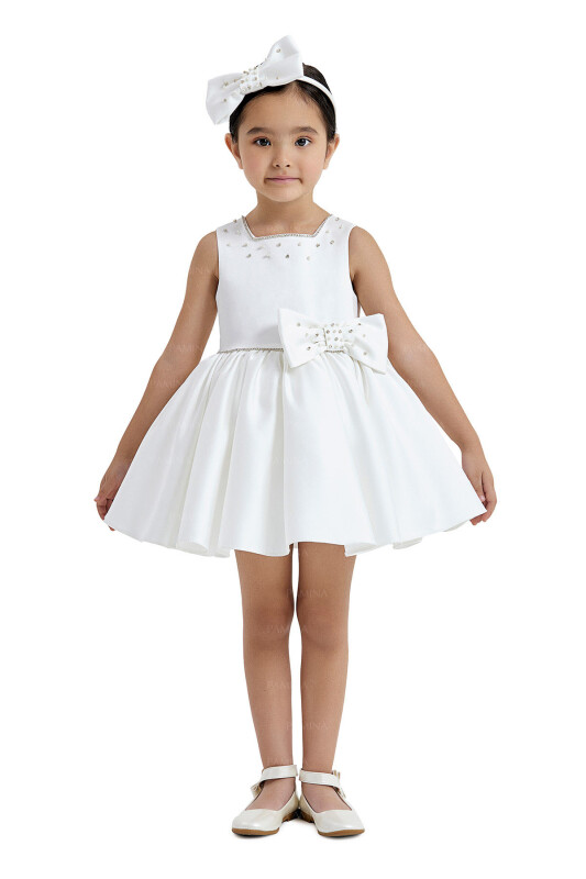 Ecru Square-Collared Dress 6-18 MONTH 33126PR 