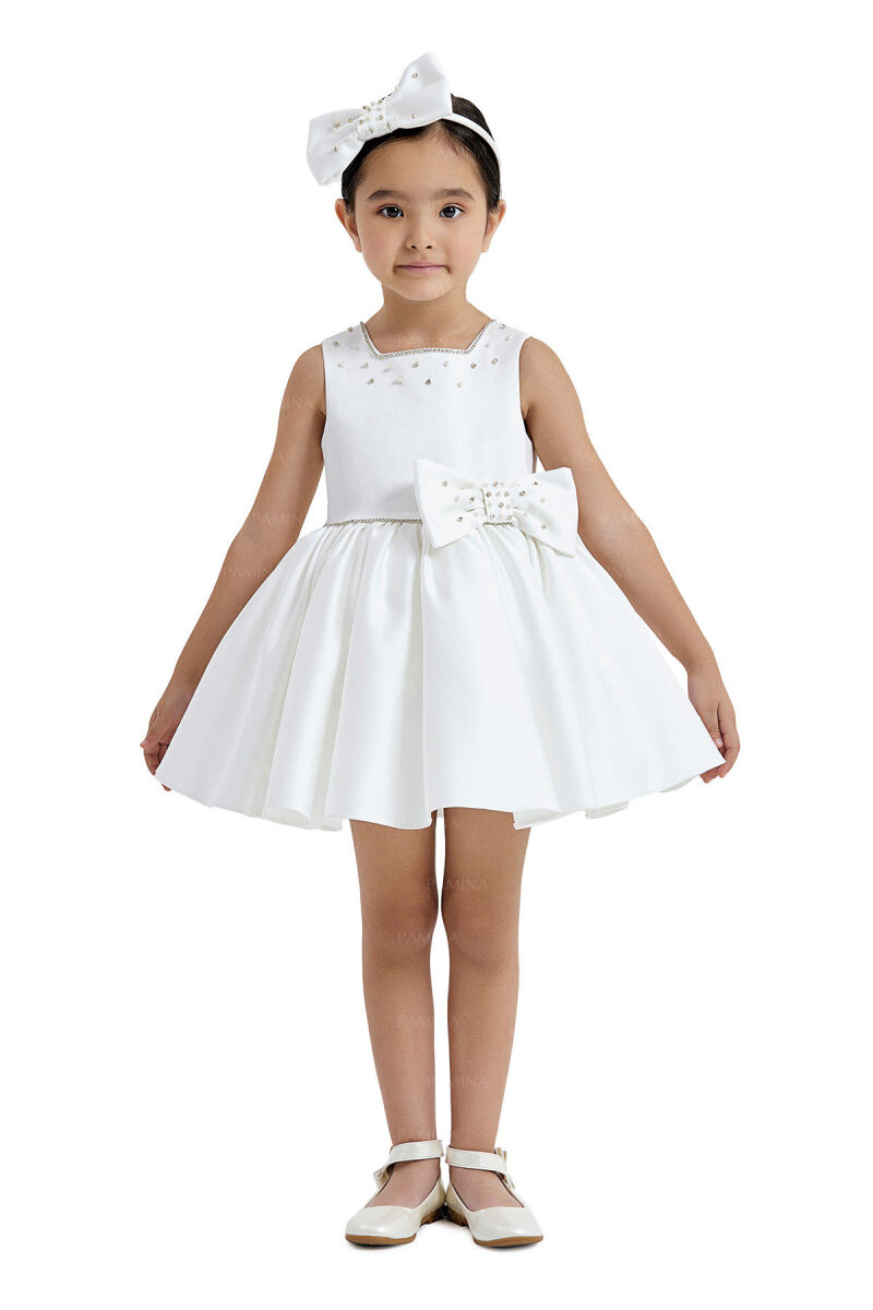 Ecru Square-Collared Dress 6-18 MONTH 33126PR - 1