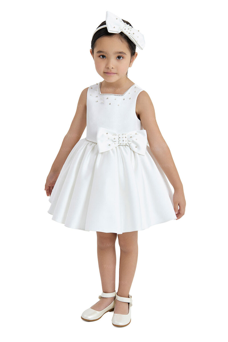 Ecru Square-Collared Dress 6-18 MONTH 33126PR - 2