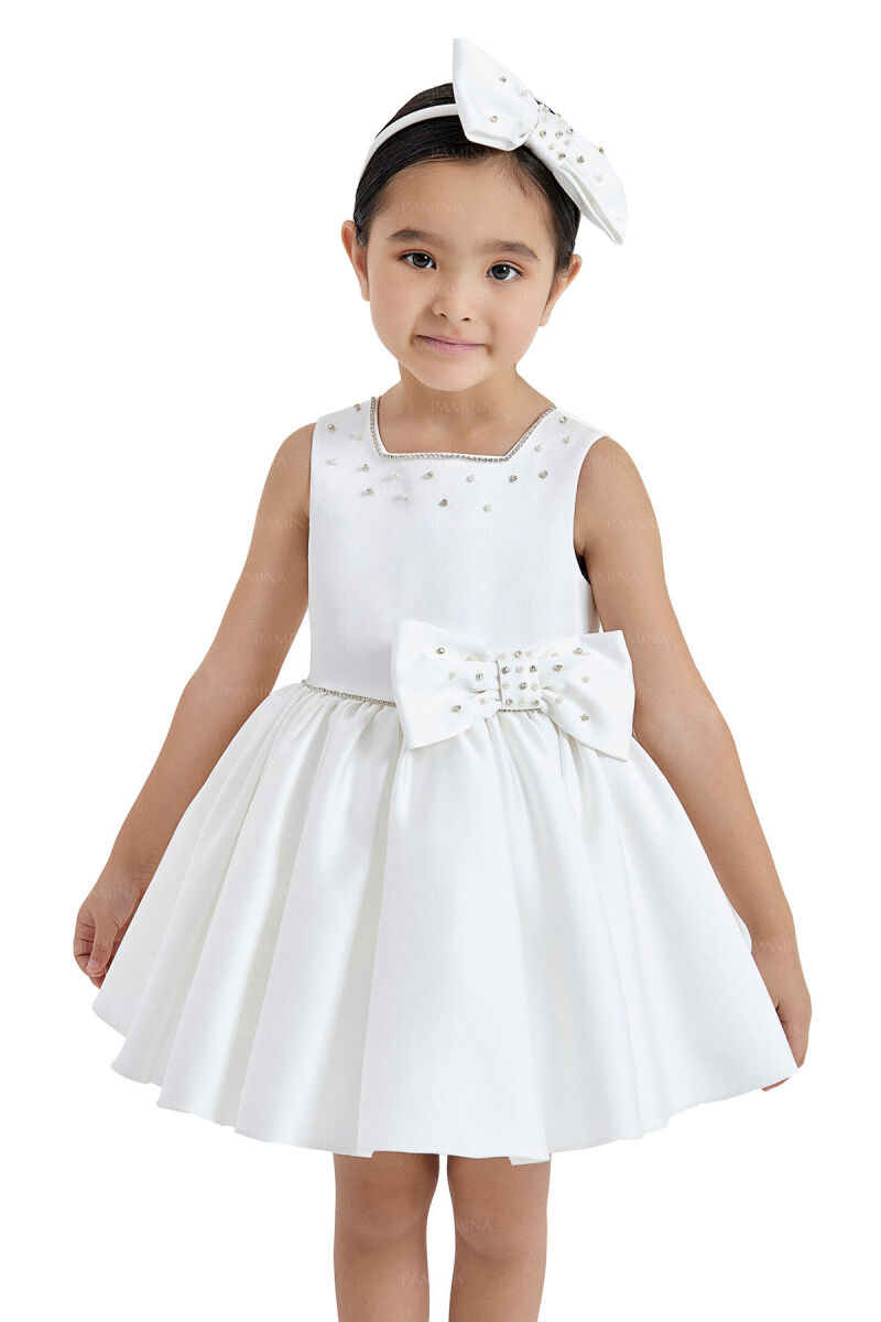 Ecru Square-Collared Dress 6-18 MONTH 33126PR - 3