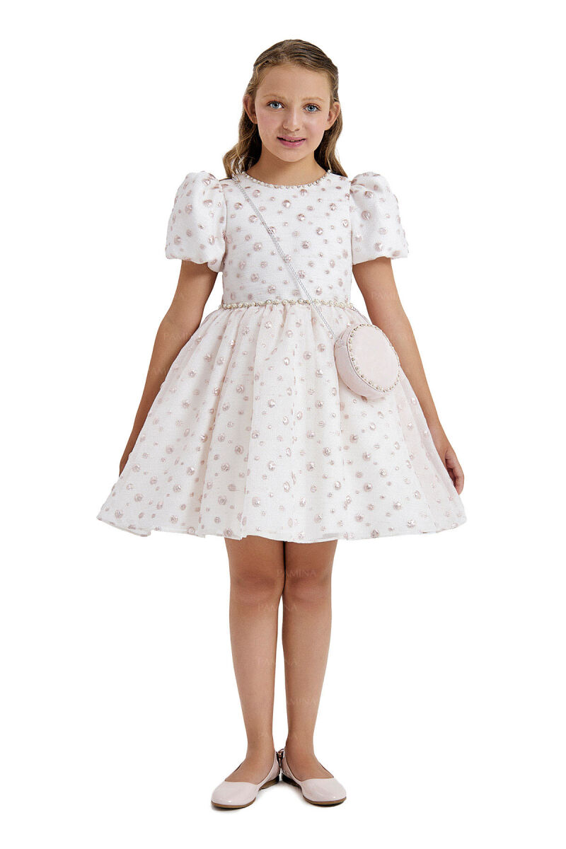Powder Balloon-Sleeved Jacquard Dress 8-12 AGE 33084PR - 6