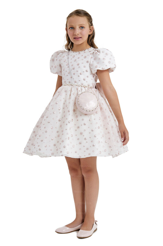 Powder Balloon-Sleeved Jacquard Dress 8-12 AGE 33084PR - 7