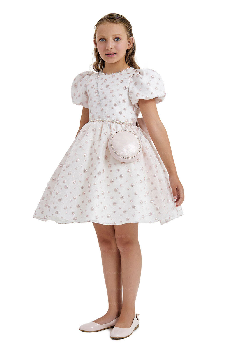 Powder Balloon-Sleeved Jacquard Dress 8-12 AGE 33084PR - 7