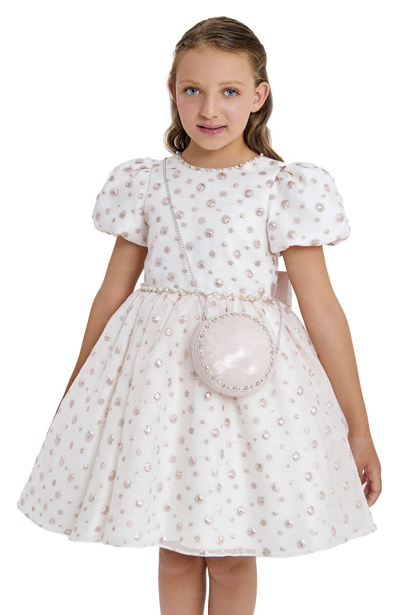Powder Balloon-Sleeved Jacquard Dress 8-12 AGE 33084PR - 9