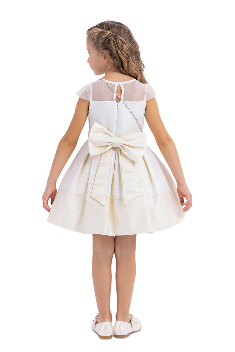 Ecru Tulle neck, dress for girls 2-6 AGE 33257PR - 7