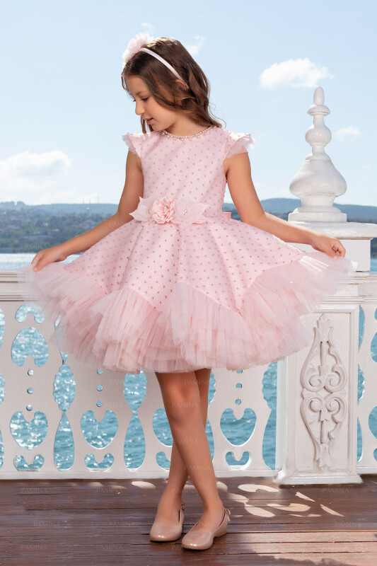 Powder Ruffled Dress 4-8 AGE 33113PR - 4
