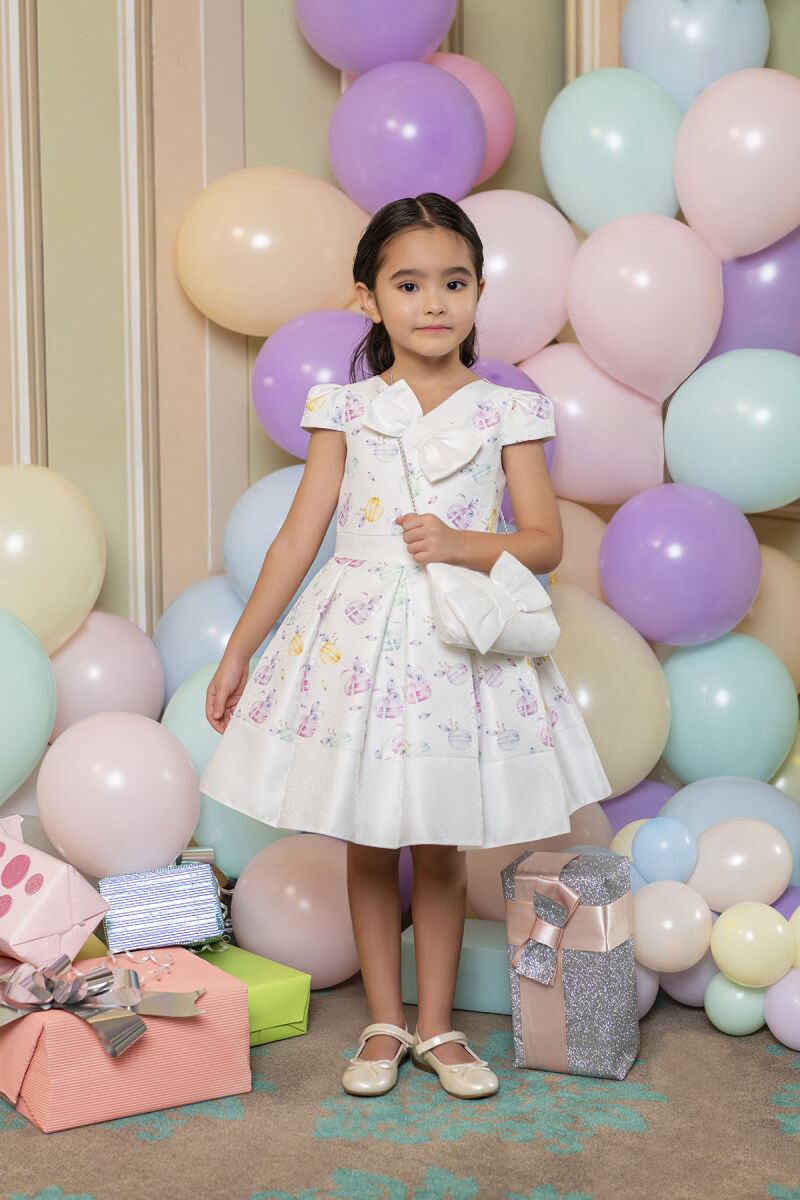 Rainbow V-necked, Dress for Girls 2-6 AGE 33184PR - 1