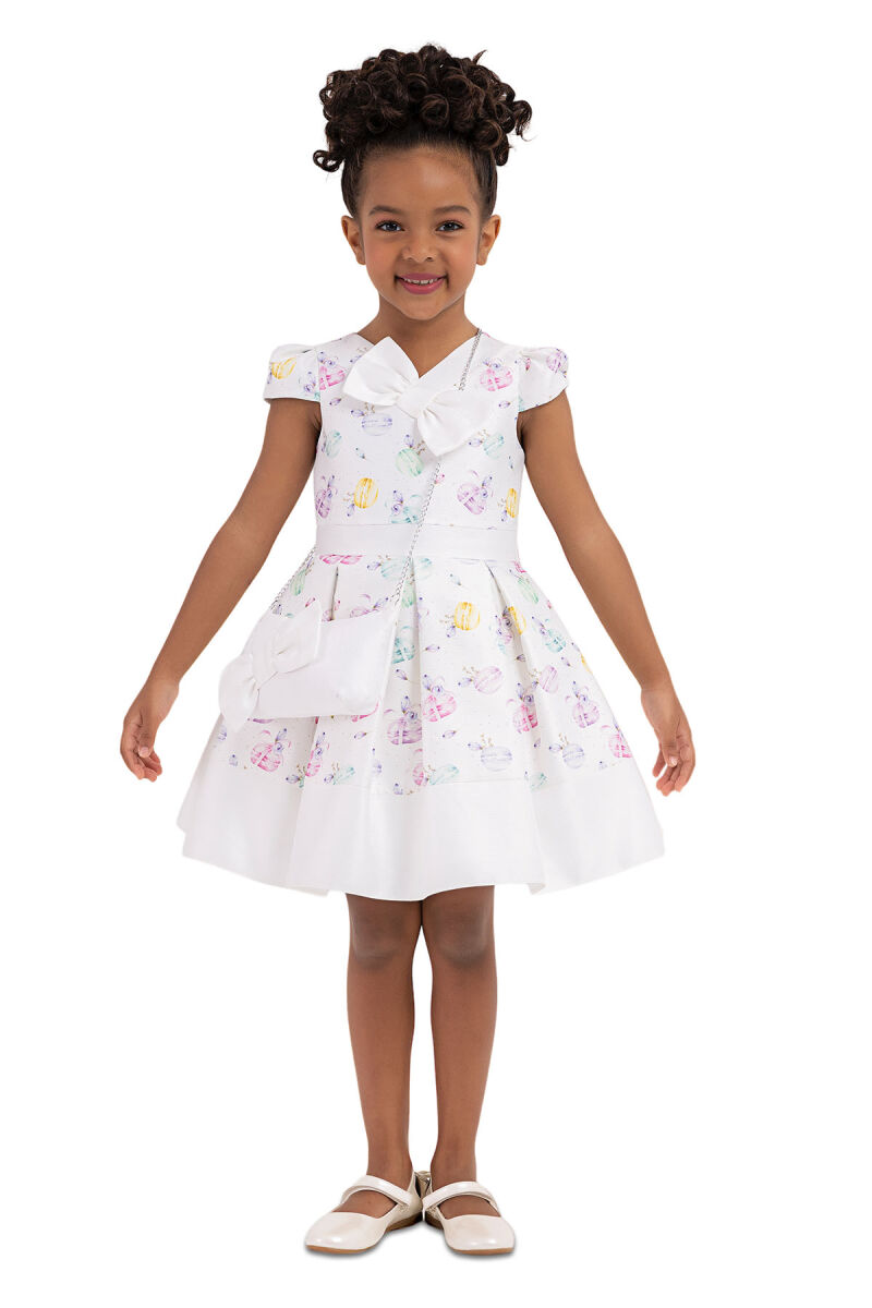 Rainbow V-necked, Dress for Girls 2-6 AGE 33184PR - 3