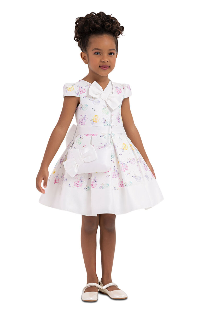 Rainbow V-necked, Dress for Girls 2-6 AGE 33184PR - 4