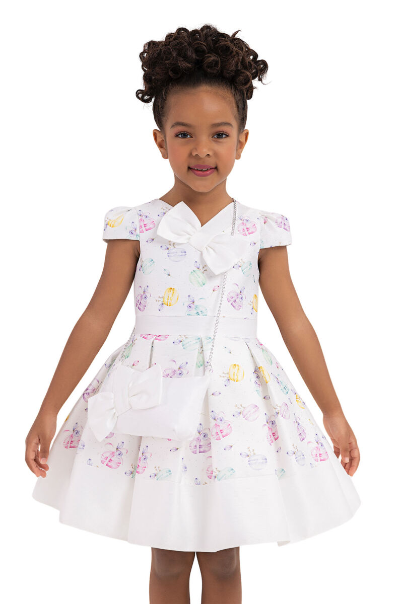 Rainbow V-necked, Dress for Girls 2-6 AGE 33184PR - 7