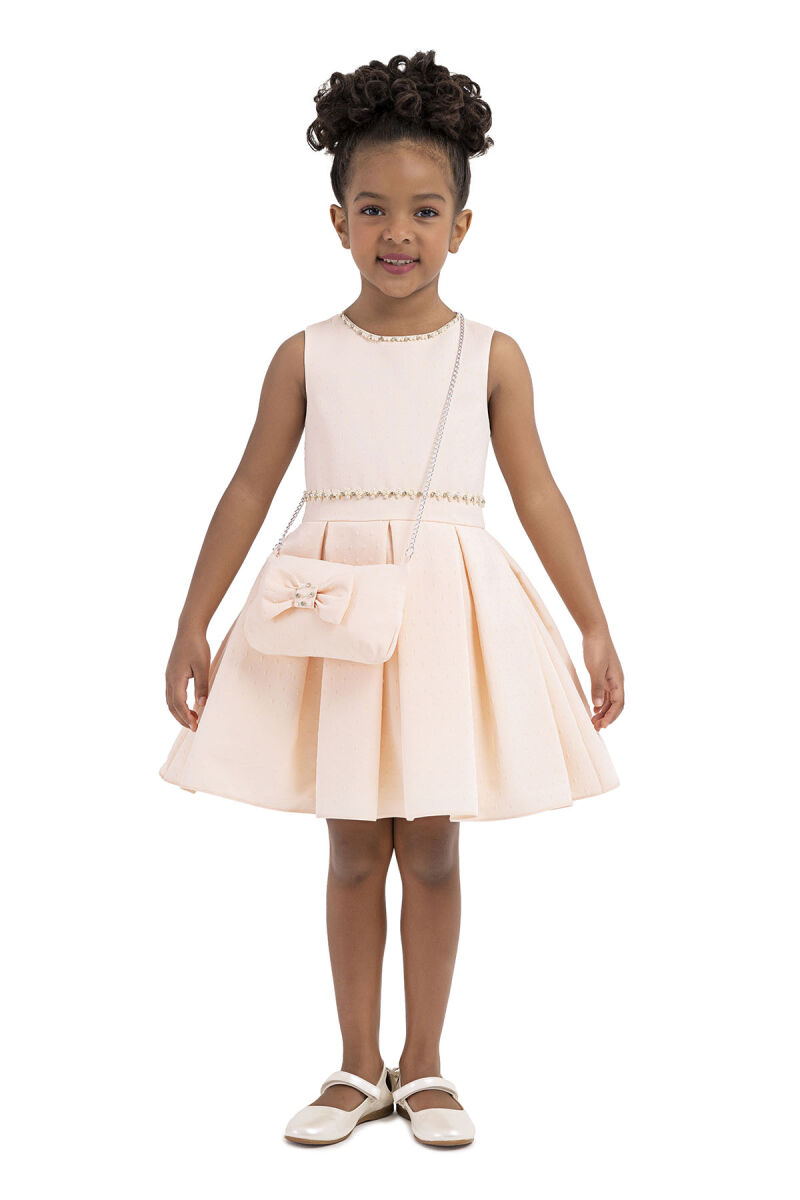 Salmon Sleeveless, dress for girls 2-6 AGE 33186PR - 1