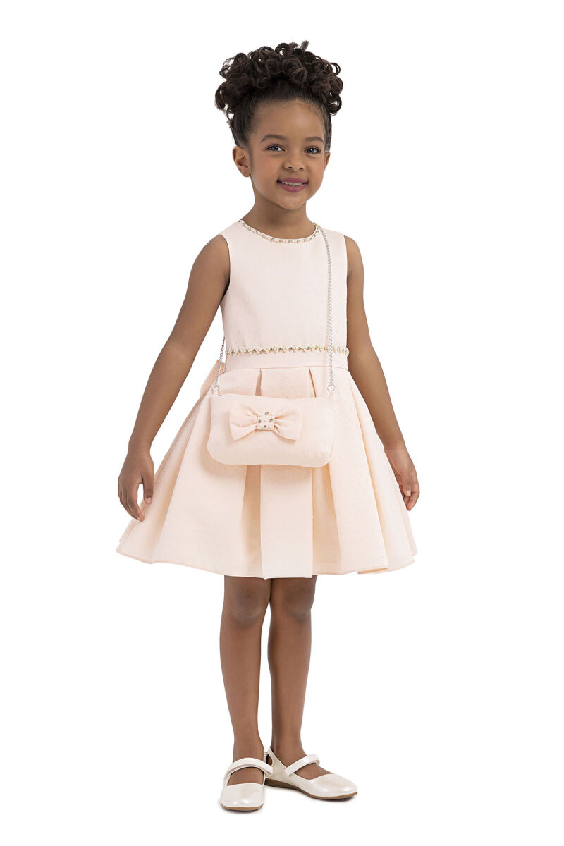 Salmon Sleeveless, dress for girls 2-6 AGE 33186PR - 2