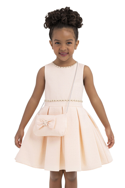 Salmon Sleeveless, dress for girls 2-6 AGE 33186PR - 4