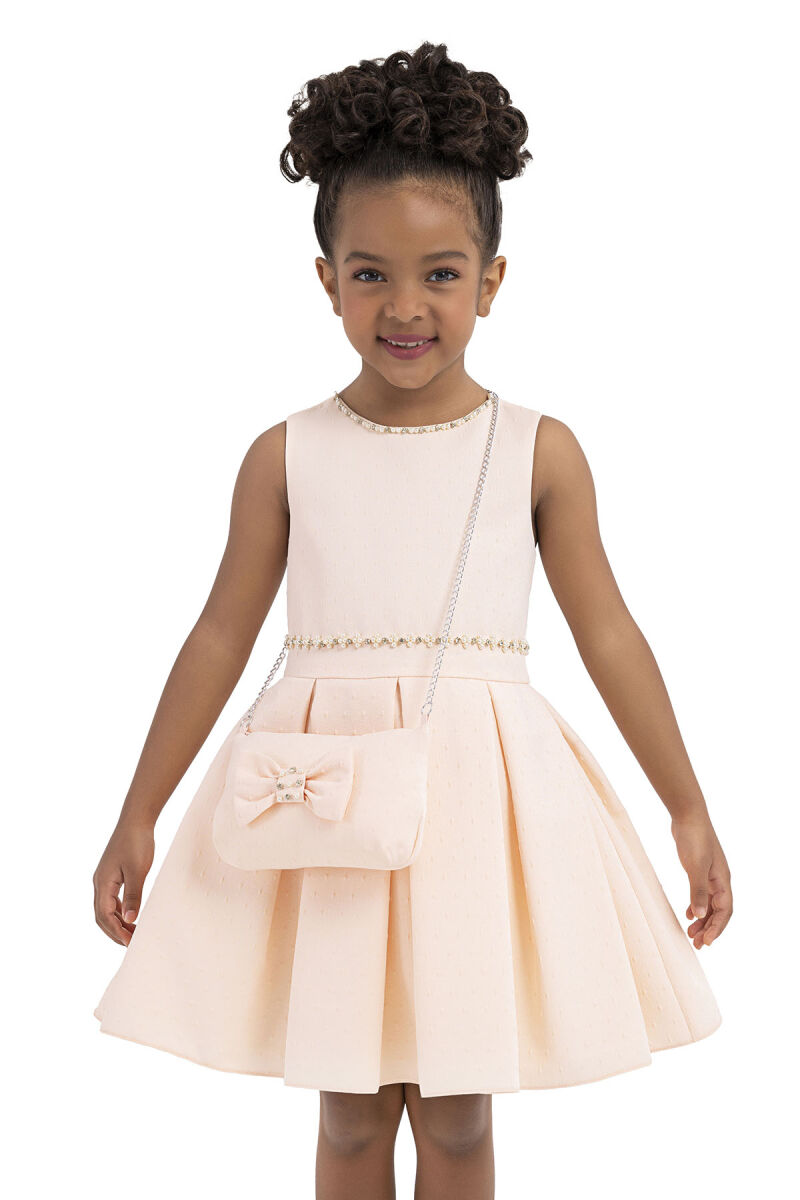 Salmon Sleeveless, dress for girls 2-6 AGE 33186PR - 4