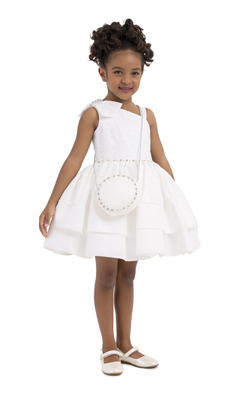 Ecru Layered skirted dress for girls 2-6 AGE 33277PR - 2