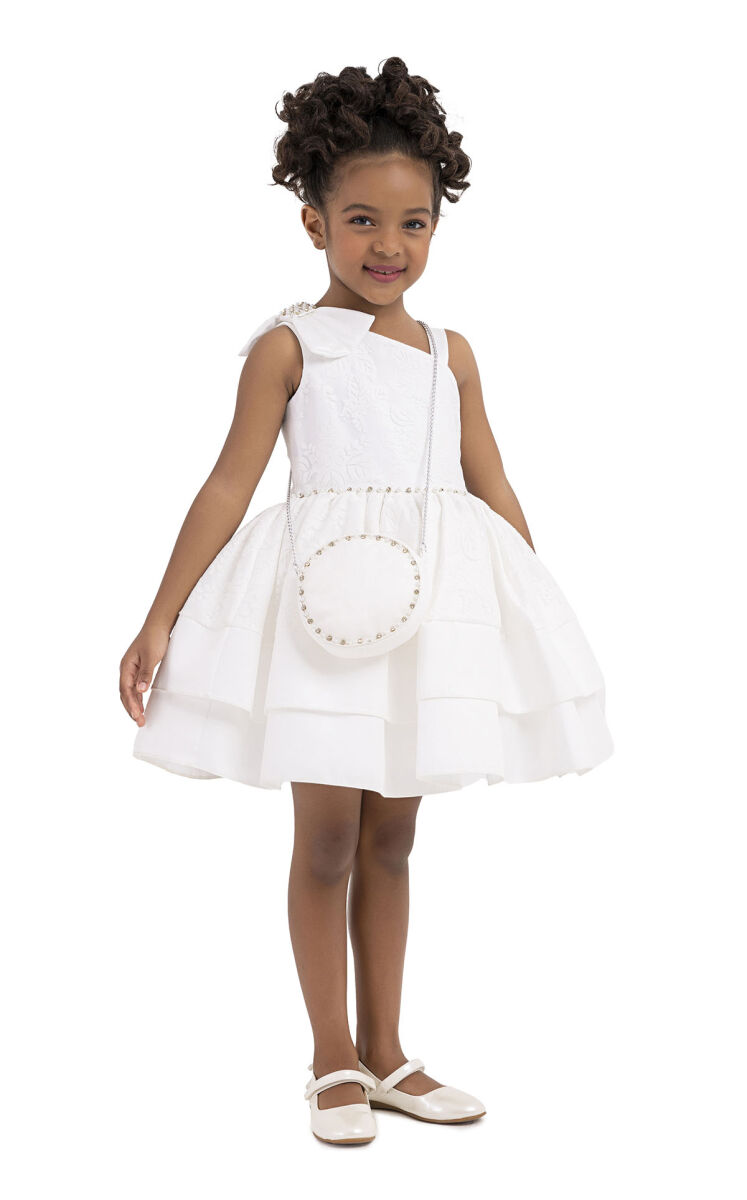 Ecru Layered skirted dress for girls 2-6 AGE 33277PR - 2