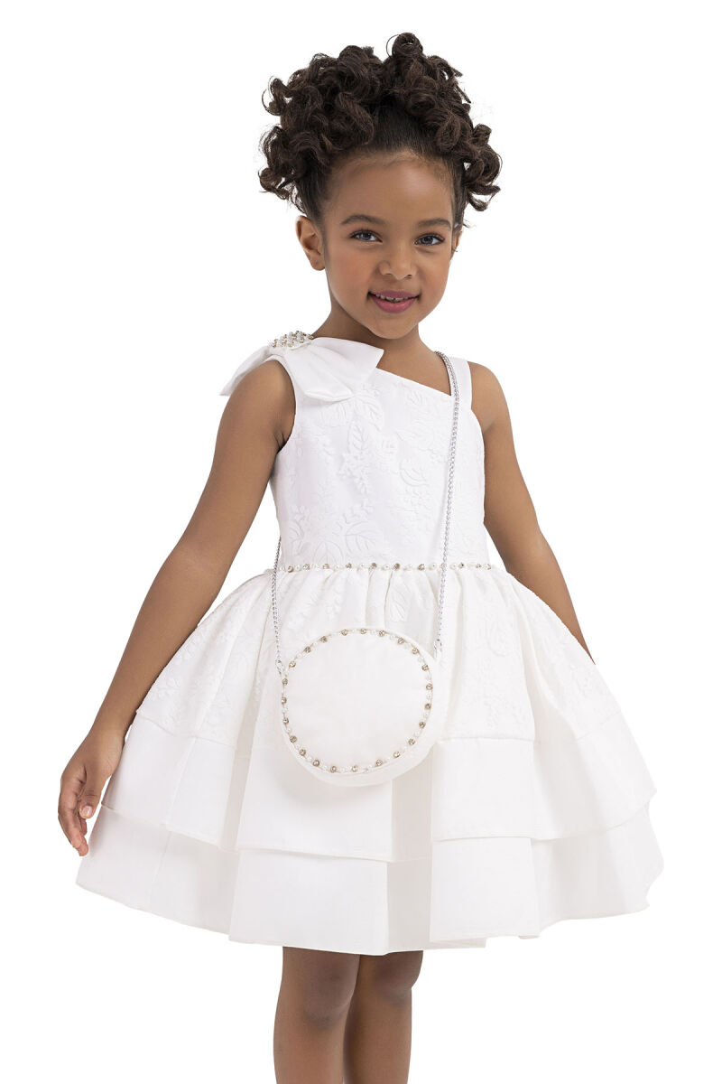 Ecru Layered skirted dress for girls 2-6 AGE 33277PR - 3