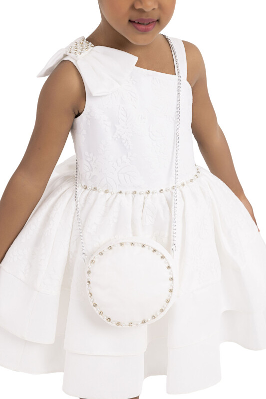 Ecru Layered skirted dress for girls 2-6 AGE 33277PR - 4