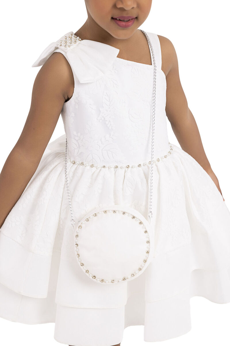 Ecru Layered skirted dress for girls 2-6 AGE 33277PR - 4