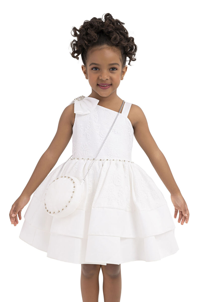 Ecru Layered skirted dress for girls 2-6 AGE 33277PR - 5