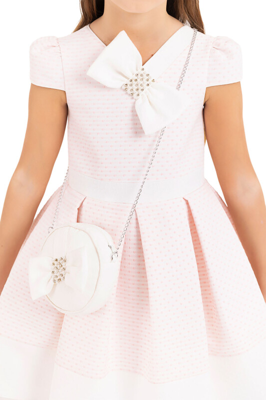 Powder V-collar dress for girls 4-8 AGE 33234PR - 5