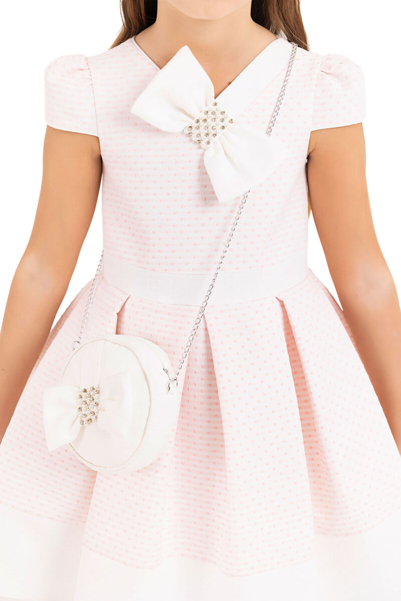 Powder V-collar dress for girls 4-8 AGE 33234PR - 5