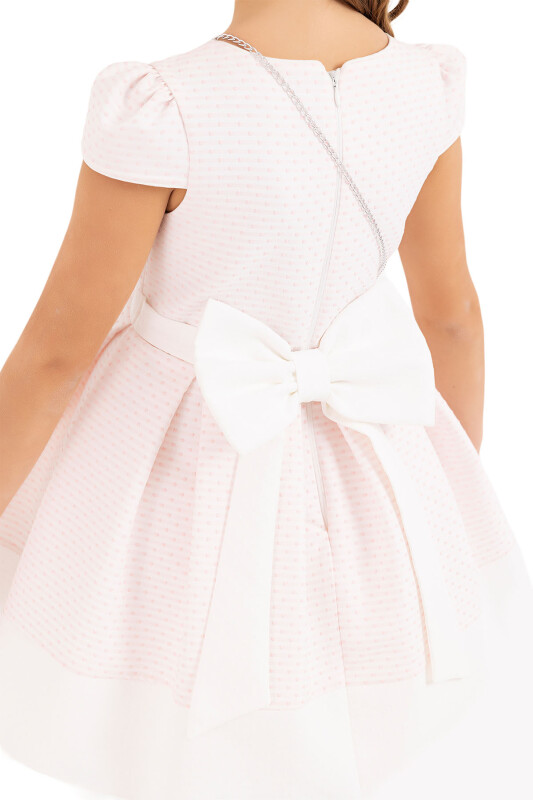 Powder V-collar dress for girls 4-8 AGE 33234PR - 6