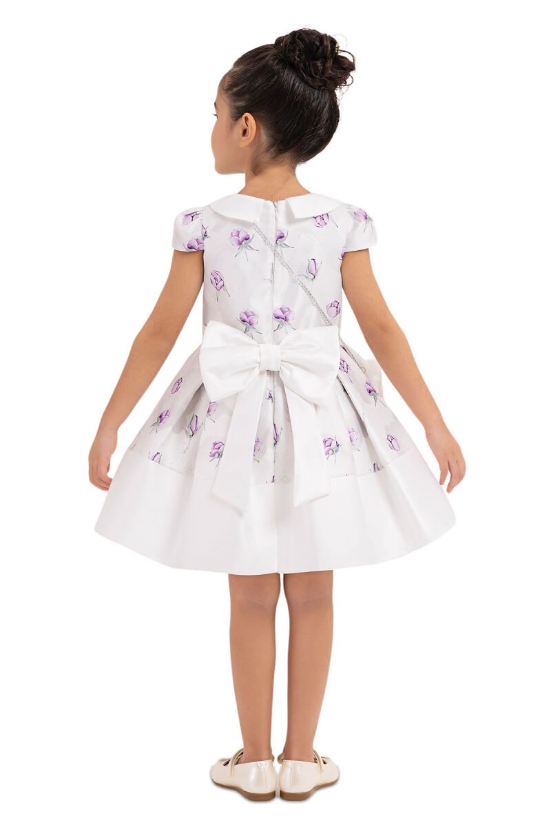 Lilac Flowery dress for girls 2-6 AGE 33287PR - 7