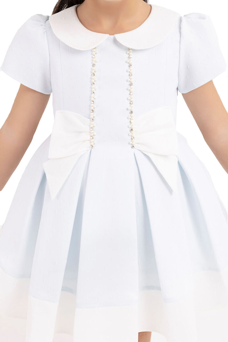 Blue Short-Sleeved Dress for Girls 6-18 MONTH 33217PR - 6