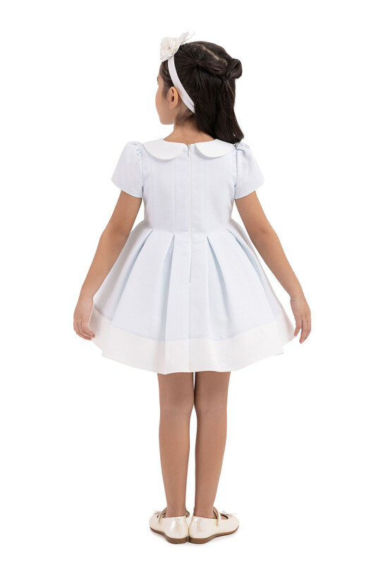 Blue Short-Sleeved Dress for Girls 6-18 MONTH 33217PR - 8