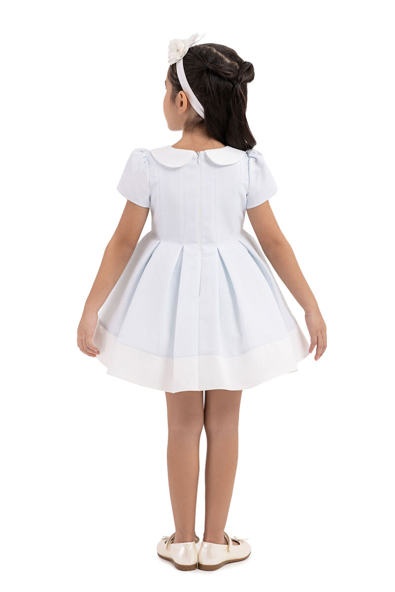 Blue Short-Sleeved Dress for Girls 6-18 MONTH 33217PR - 8