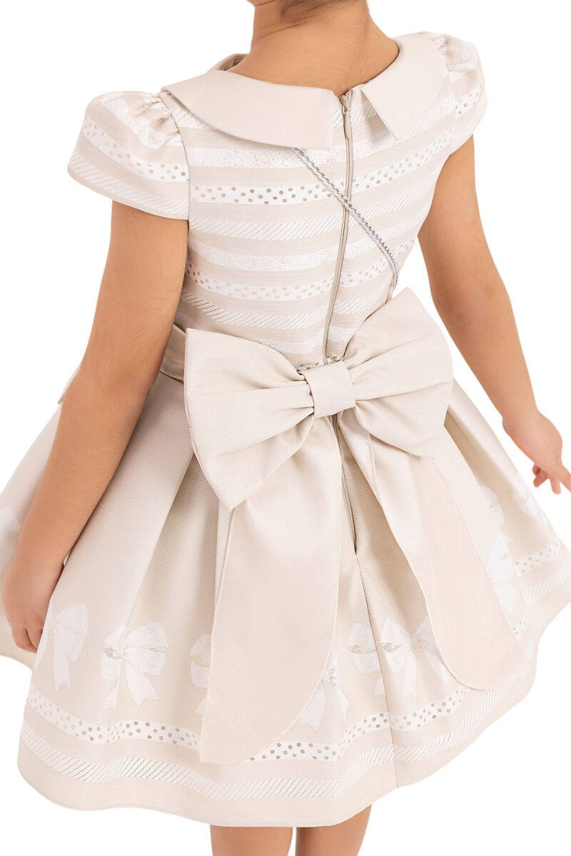 Beige Baby-collar Dress for Girls 2-6 AGE 33256PR - 6