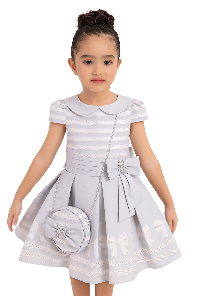 Grey Baby-collar Dress for Girls 2-6 AGE 33256PR - 4