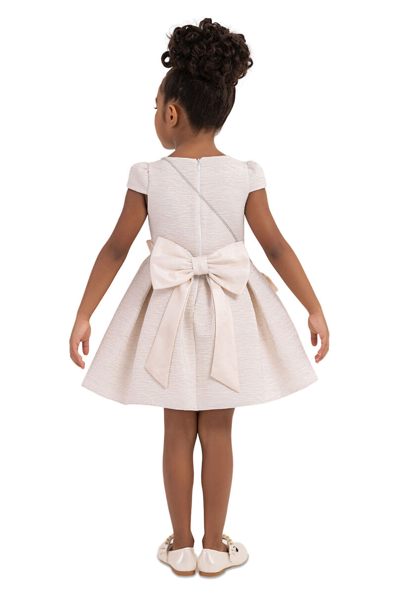 Beige Moon-sleeved dress for girls 2-6 AGE 33290PR - 8