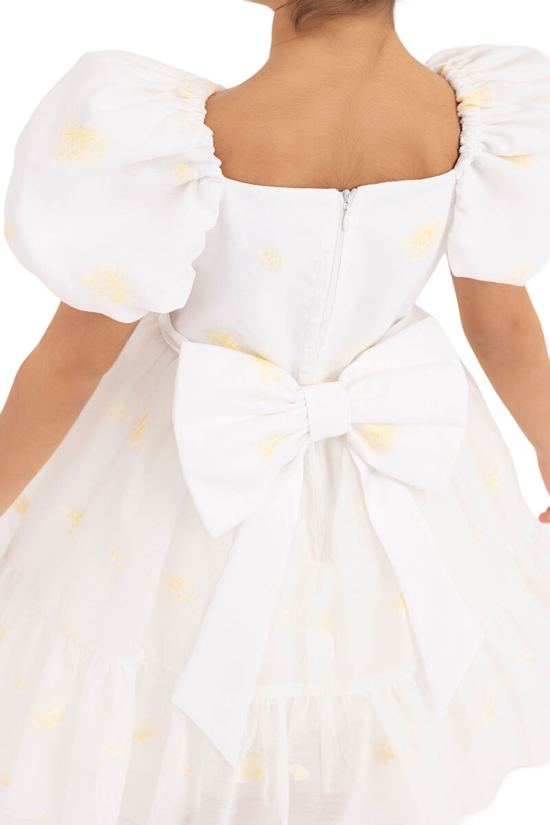 Yellow Balloon-Sleeved Dress for Girls 2-6 AGE 33094PR - 6