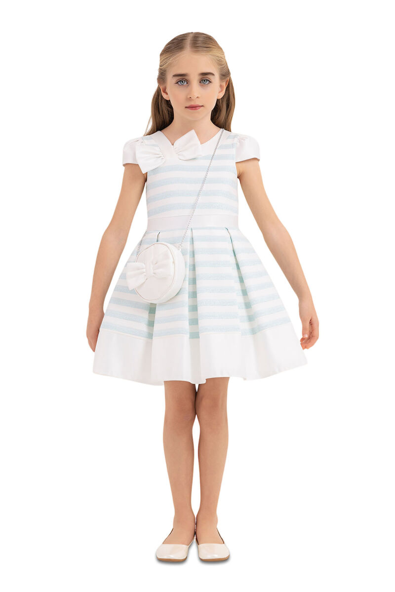Blue Moon-sleeved dress for girls 4-8 AGE 33270PR - 1