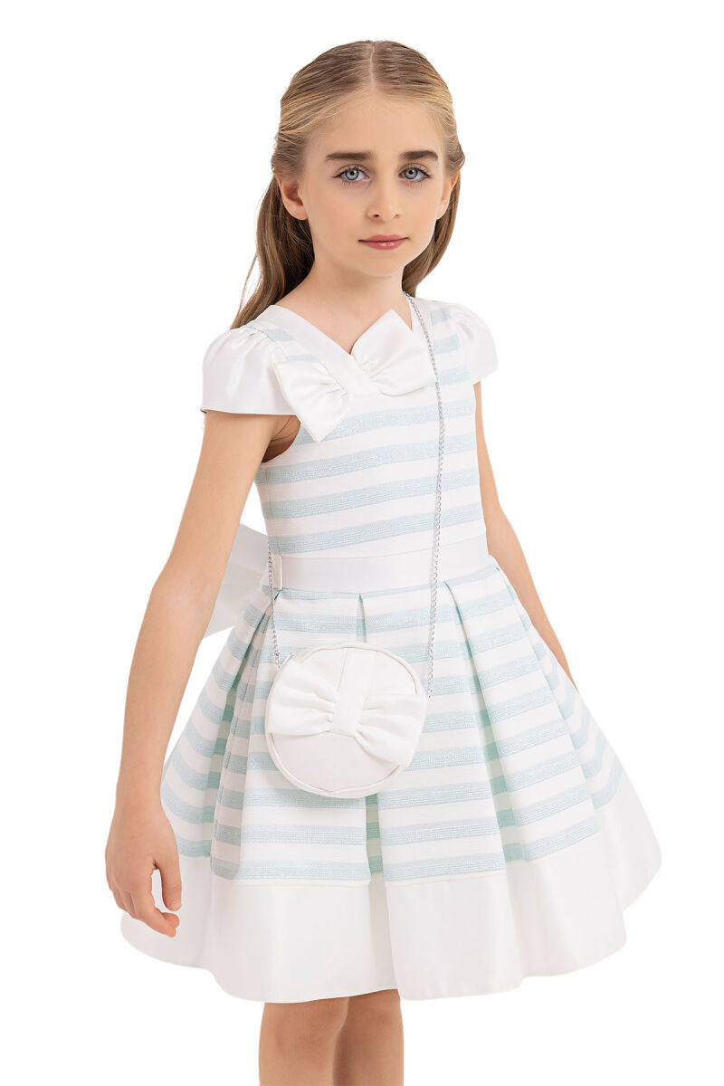 Blue Moon-sleeved dress for girls 4-8 AGE 33270PR - 3