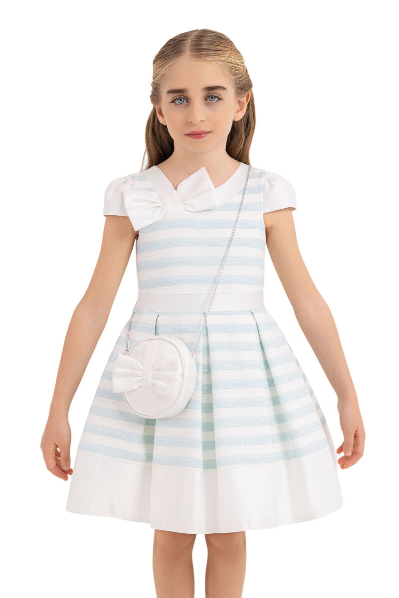 Blue Moon-sleeved dress for girls 4-8 AGE 33270PR - 5
