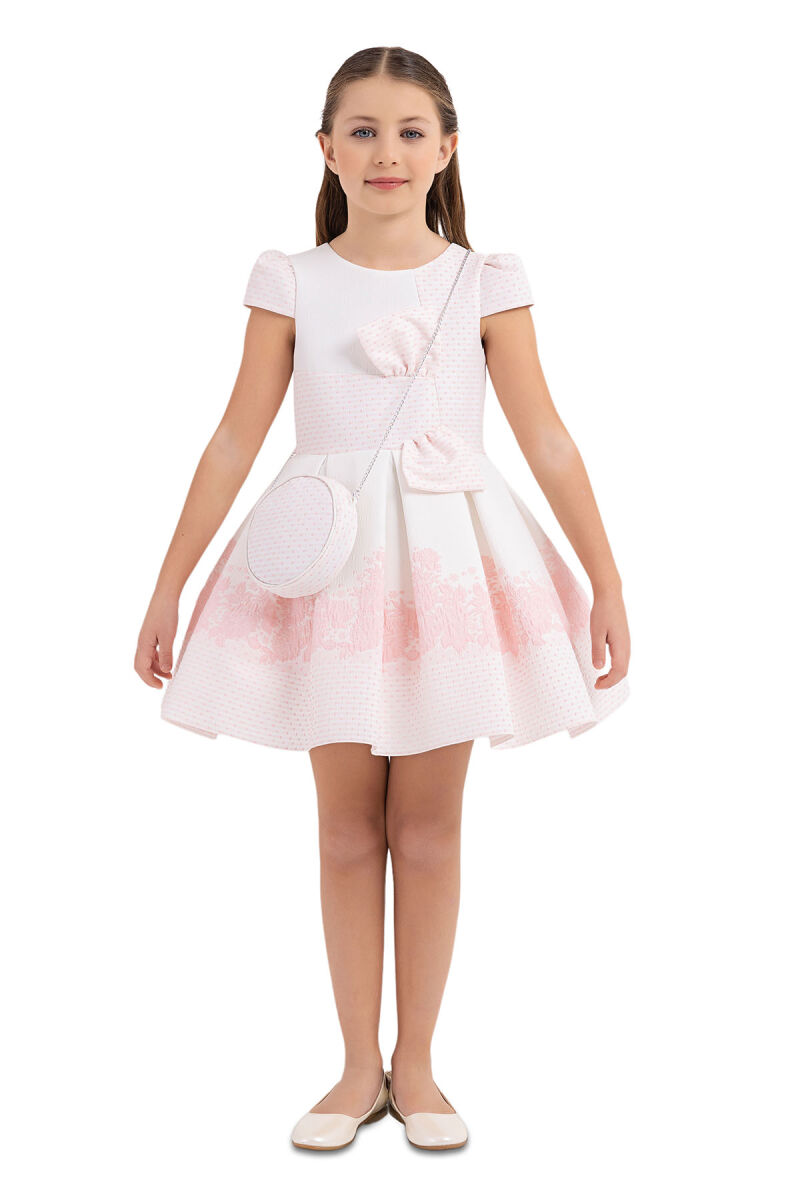 Pink Moon-sleeved Dress for Girls 4-8 AGE 33263PR - 1