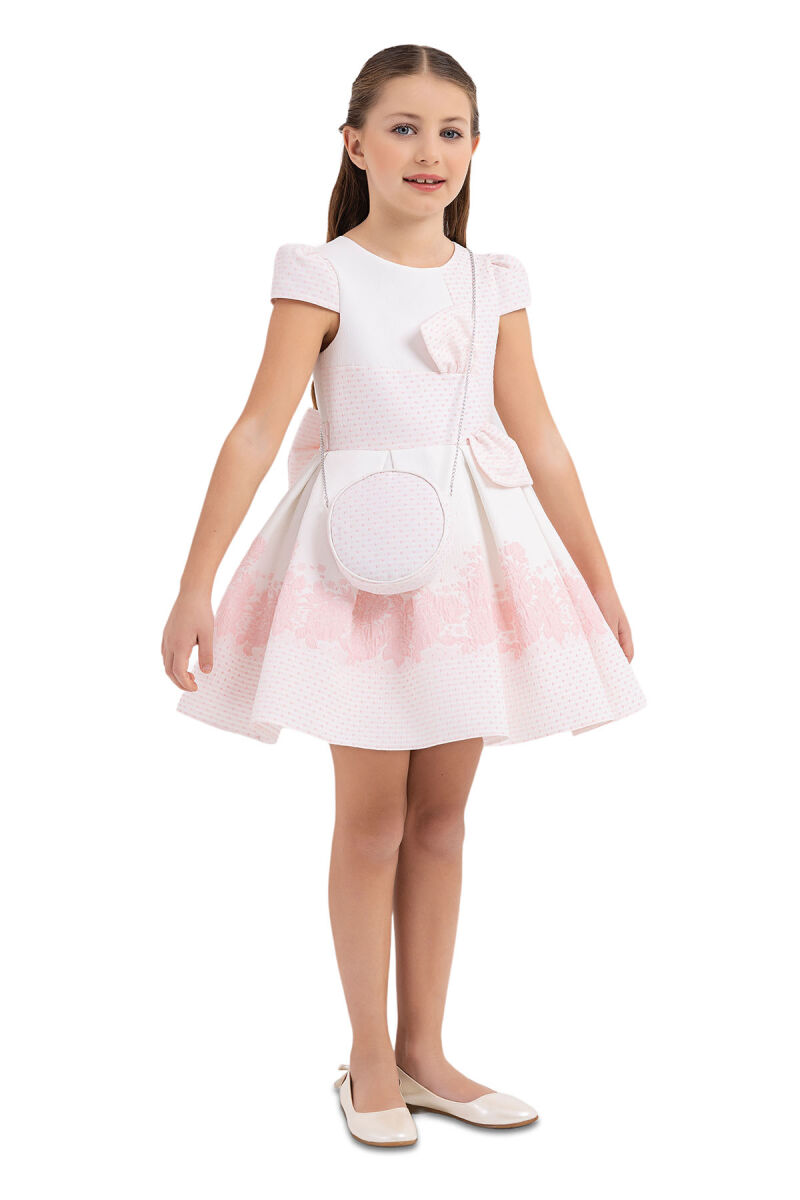 Pink Moon-sleeved Dress for Girls 4-8 AGE 33263PR - 2